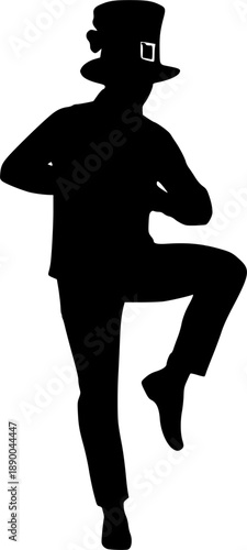 Dynamic Silhouette of Person Dancing Irish Jig for St. Patrick's Day Celebration, Festive Traditional Dance Vector Icon Isolated on White Background