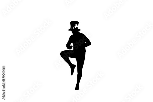Dynamic Silhouette of Person Dancing Irish Jig for St. Patrick's Day Celebration, Festive Traditional Dance Vector Icon Isolated on White Background