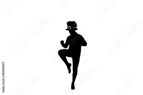Dynamic Silhouette of Person Dancing Irish Jig for St. Patrick's Day Celebration, Festive Traditional Dance Vector Icon Isolated on White Background