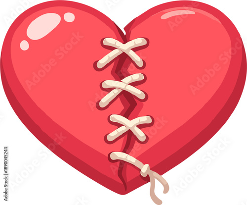 Stitched Broken Heart Illustration