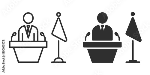 Mayor icon vector sign symbol, featuring a clean vector illustration representing civic leadership, municipal government, and public office authority.