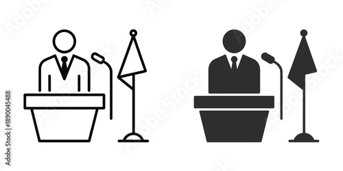 Mayor icon vector sign symbol, showcasing a professional illustration for civic leadership, city administration, municipal government, and public office concepts.