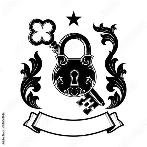Padlock Key Security Lock Illustration Design.