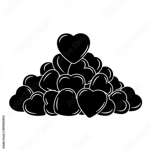 Pile of Black Hearts Illustration.