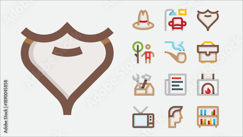 Grandfather and elderly man avatar icons set