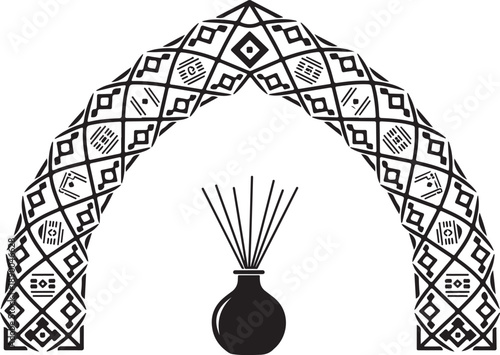 Diamond lattice pattern decorative arched and a reed diffuse