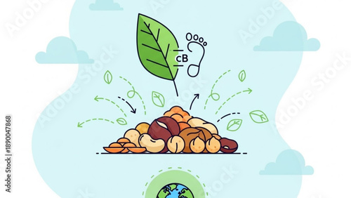 Eco friendly compost pile with leaf and footprints symbolizing sustainable living and carbon footprint reduction