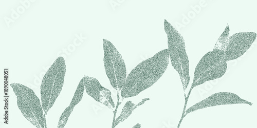 Plant prints with granular grain texture, scattered dust overlays and faint stains on rough textured paper with light vintage wear.