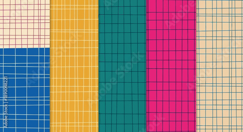 Colorful Plaid Patterns Collection with Diverse Color Palettes and Grid Designs