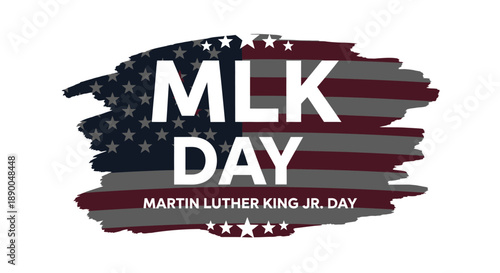 MLK Day Celebration: American Flag Brushstroke with Text and Stars
