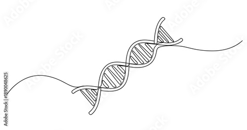 Black and white simple dna helix line drawing. No editable stroke