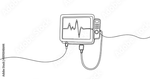 Medical heart monitor with ecg display and cables. No editable stroke