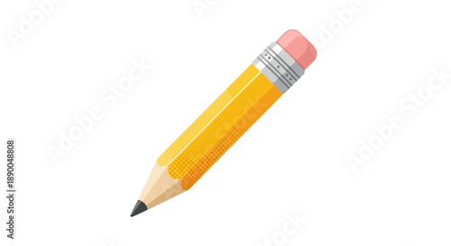 Stylized Yellow Pencil with Pink Eraser, Vector Illustration for Education and Creativity Concepts
