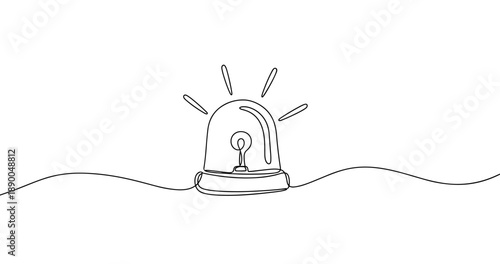 Continuous line drawing of emergency siren light on waves. No editable stroke