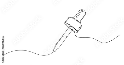 Minimalist line art of a dropper with fluid outline. No editable stroke