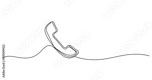 Minimalist continuous line drawing of a telephone receiver. No editable stroke