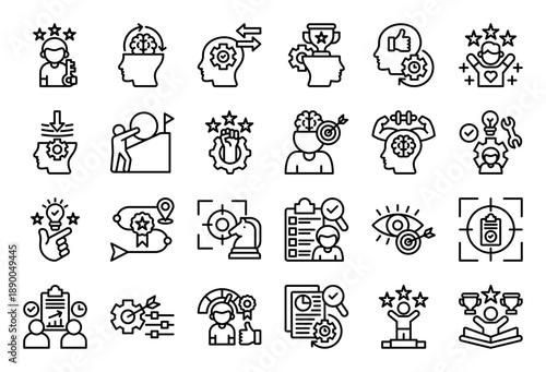 Key To Success Icon Collection Set. Clean Outline Icon Vector Illustration.