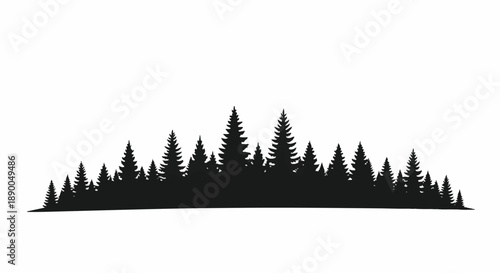 Silhouetted forest landscape viewed from a distance on a serene day