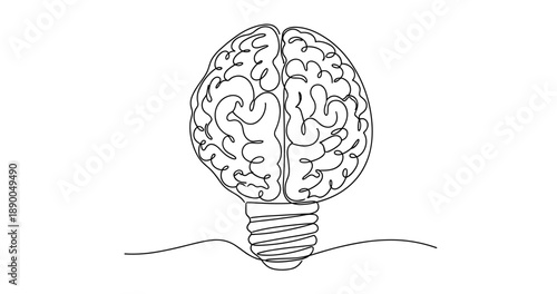 Creative brain light bulb design symbolizing innovation and ideas. No editable stroke