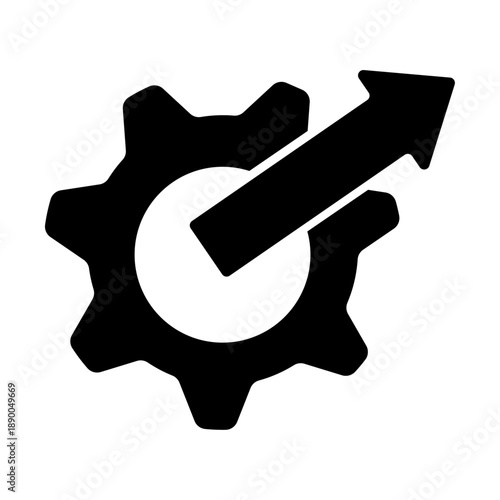 Mechanical Cogwheel with Upward Arrow Symbol,Engineering and Productivity Growth Concept Icon