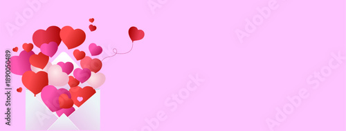 a love letter. garlands of balloons. an e-mail message. the couple is preparing for the wedding. a postcard or banner for Valentine's Day. A pair of loving hearts. Vector illustration.