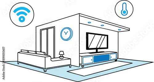 Smart home interior with modern technology and automation