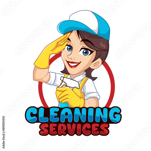 Smiling House Cleaning Lady Mascot Vector Design