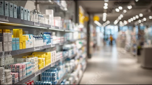 Wallpaper Mural Aisle of Pharmacy Shelves Stocked with Medicine Bottles and Boxes in Bright Store Environment Torontodigital.ca