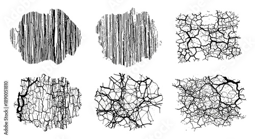 Abstract Grunge Textures: Cracks, Scratches, and Vertical Lines Patterns Collection