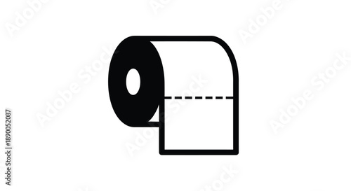 Simple illustration of a toilet paper roll in black silhouette