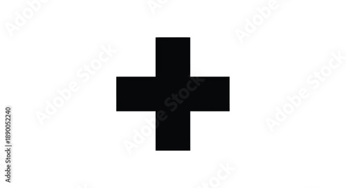 Simple black cross graphic on a white background a bold silhouette