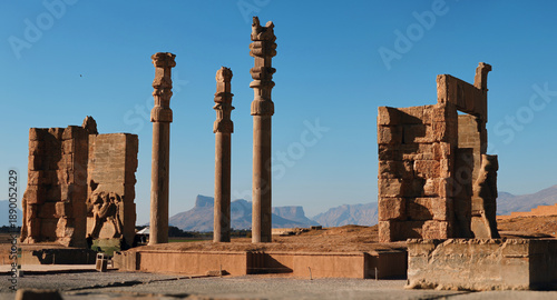 Ruins of ancient Persepolis, in Iran. Persepolis the most famous tourist attraction in Iran. UNESCO World Heritage Site is a masterpiece of Persian architecture. The legacy of an ancient civilization