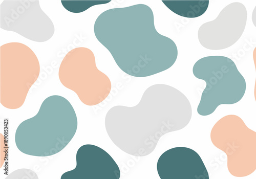Modern Abstract Organic Blob Pattern Background in Teal and Peach