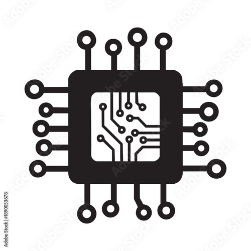 Minimalist microchip circuit icon