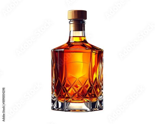 Illustrative editorial style of a Jack Daniel's Tennessee whiskey bottle, realistic