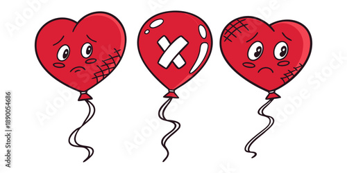 Angry Couple Yelling at Phones with Hearts – Relationship Fight Cartoon