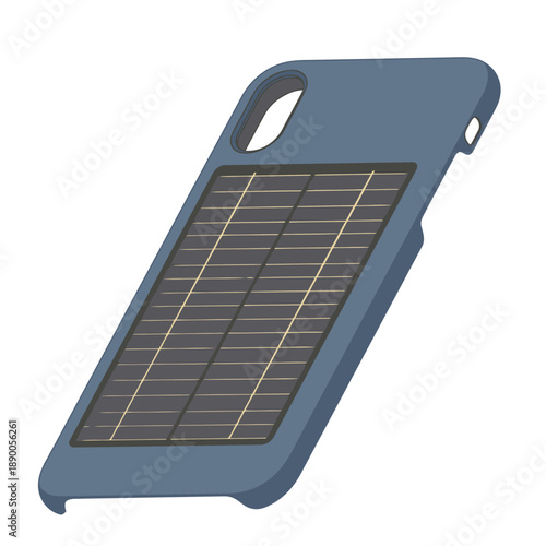 Eco Friendly Solar Powered Mobile Phone Back Case with Magnetic Charging Vector Graphics