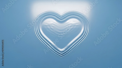 Gentle ripples form a translucent heart shape on a soft blue background, symbolizing love and purity.