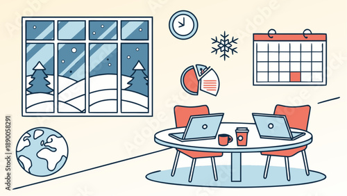 Winter Business Strategy and Planning Flat Vector Illustration