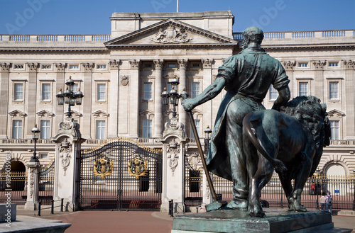 London - The sculpture before of Victoria monument and Buckingham palace by Sir Thomas Brock (1847 – 1922)