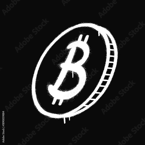 Bitcoin quote print for t-shirt. Vector cartoon graffiti spray style logo icon. Bitcoin graffiti print for poster,t-shirt,tee,logo,sticker concept
