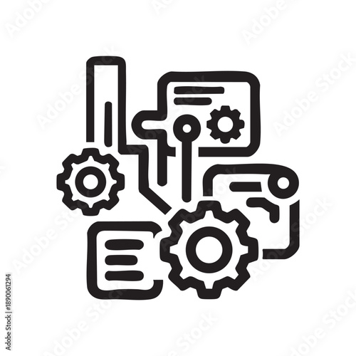 Interconnected gears and tech elements