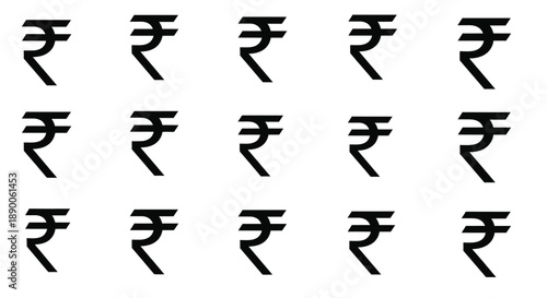 Repeating indian rupee symbols arranged in a grid black silhouette