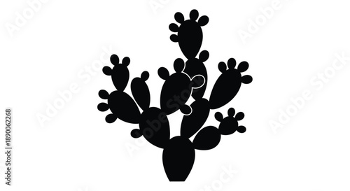Black cactus plant design with segmented pads a striking silhouette
