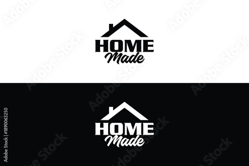 Home Made Typography Logo with Roof Icon Design