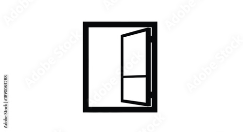 Open door framed in black minimalist graphic design silhouette