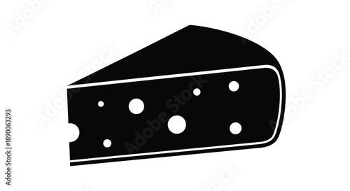 Black silhouette of swiss cheese with holes simple graphic silhouette