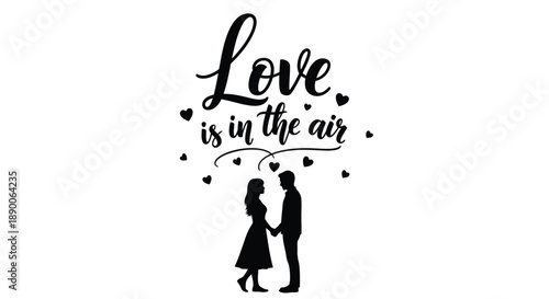 Love is in the air with a couple embracing black silhouette