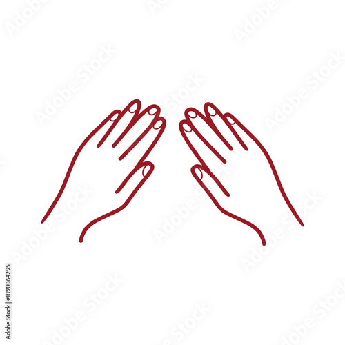 Hands giving a massage icon. Flat style. Thin outline.