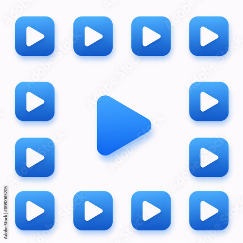 Free Download Icon set featuring a blue play button - GFXLoad